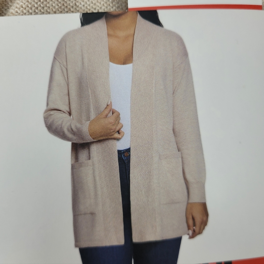 Cream Open Front Knit Cardigan NWT
